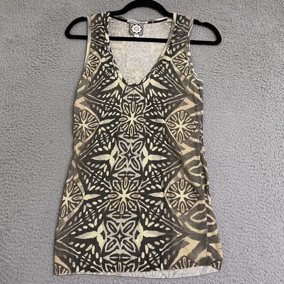 Lydia Hirscher Anthropologie Tunic Tank Linen Blend Womens S Tribal - Picture 1 of 9